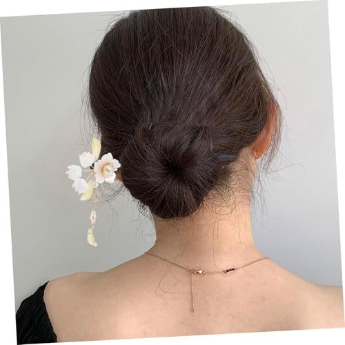 VERDANVERSE Vintage Chinesische Haarspange Holz mit Glockenblumen Tasseln Einzigartiger Antiker Haarschmuck für Frauen Passend zu Hanfu und Qipao Traditioneller Stil Handgefertigt von VERDANVERSE