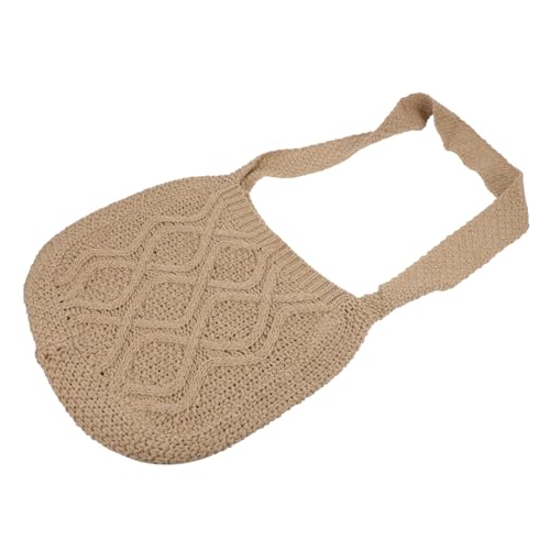 VERDANVERSE Vintage Gehäkelte Umhängetasche aus Grobmaschigem Handgewebtem Material Khaki Modische Crossbody Tasche mit Geräumigem Stauraum Vielseitig Einsetzbar für Reisen und Alltag von VERDANVERSE