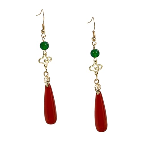 VERDANVERSE Vintage Lange Dangle Ohrringe mit Grünen Edelsteinen Legierter Hautfreundlicher Ohrschmuck für Damen Stilvolle Tropfenförmige Ohrhänger Leicht und Komfortabel Passend zu von VERDANVERSE