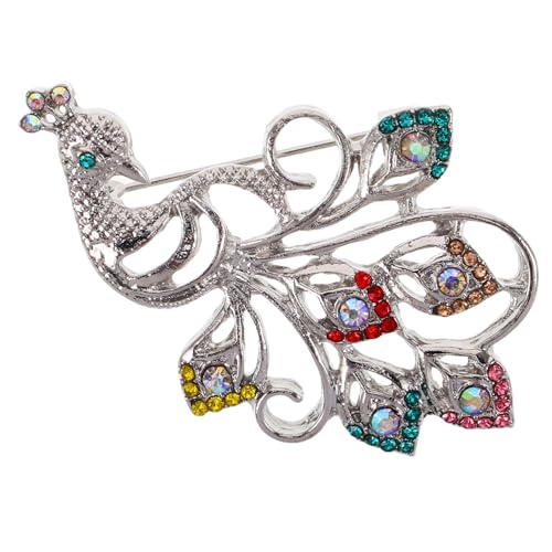 VERDANVERSE Vintage Pfauen Brosche mit Funkelnden Strasssteinen Emailliertem Tierdesign Vielseitige Anstecknadel für Damen Kleidungsschmuck Geeignet für Schals Cardigans und Kleider von VERDANVERSE