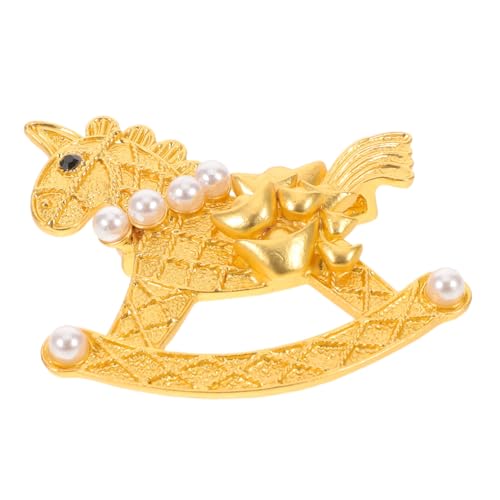 VERDANVERSE Vintage Pferdebrosche mit Matter Goldoptik Eleganter Anstecker mit Einlage und Kunstperlen Vielseitiges Accessoire für Anzug Mantel Hemd Rock Stilvoll für Festival und Party von VERDANVERSE