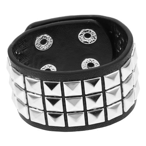 VERDANVERSE Vintage Punk Armband Herren Lederarmband mit Nieten Verstellbares Metall wickelarmband Robustes Modisches Unisex Accessoire für Alltag Party und Konzert von VERDANVERSE
