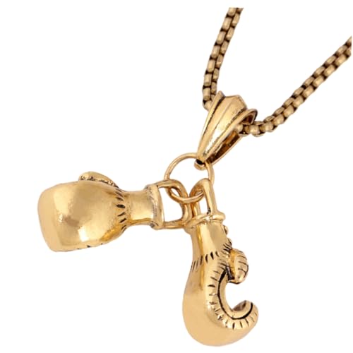 VERDANVERSE Vintage Punk Boxhandschuh Anhänger Halskette für Damen und Herren Modisches Accessoire mit Doppel Boxhandschuhen Auffälliger Schmuck für Alltag und Besondere Anlässe von VERDANVERSE