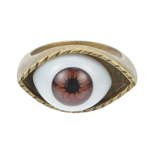 VERDANVERSE Vintage Punk Stil Ring mit Übergroßem Auge Braunes Legierungs Fingeraccessoire Ausgefallene Geometrische Statement Dekoration für Damen und Herren Auffälliger Partyschmuck von VERDANVERSE