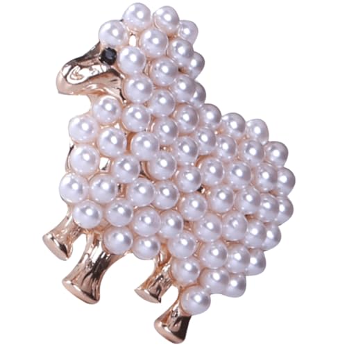 VERDANVERSE Vintage Perlen Schaf Anstecknadel für Damen Dekorative Brosche Kleidungsornament Kreative Brosche für Schals und Pullover für Besondere Anlässe von VERDANVERSE