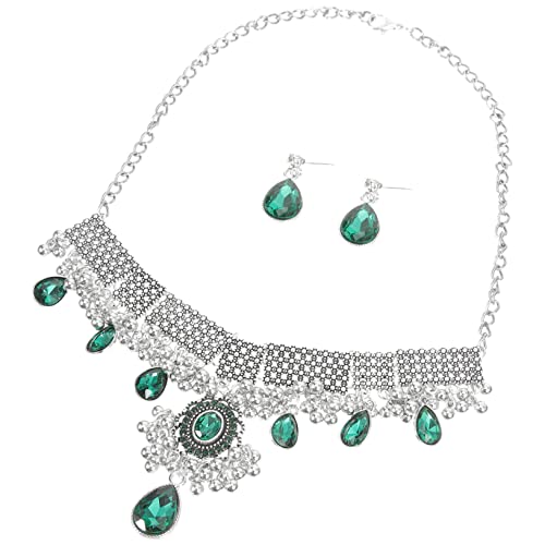 VERDANVERSE Vintage Schmuckset Damen Perlen Wassertröpfchen Halskette Ohrstecker Set Langlebig Hautfreundlich Eleganter Anhänger für Partys Reisen Abschlussfeier und Festliche Anlässe von VERDANVERSE