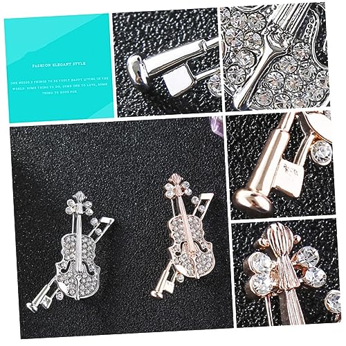 VERDANVERSE Violin Brosche mit Funkelnden Strasssteinen Silberfarbene Anstecknadel für Damen Eleganter Schmuck für Kleider Schals Taschen und Hüte Modisches Accessoire für Frauen und Mädchen von VERDANVERSE