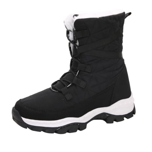 VERDANVERSE Warme Damen Schneestiefel Winterstiefel mit Plüschfutter Mittelhoch Komfortabel und Modisch Gefüttert für Kalte Tage und Schnee Schwarz von VERDANVERSE