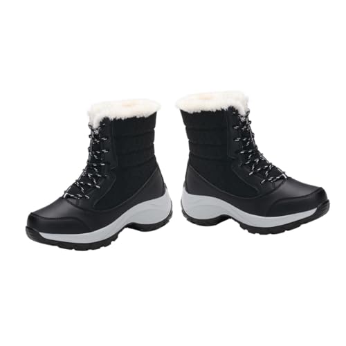 VERDANVERSE Warme Damen Winter Schneestiefel mit Kunstfellfutter Rutschfeste Gummisohle Mittelhoch Geschnürt Geeignet für Kalte Tage und Outdoor Aktivitäten von VERDANVERSE