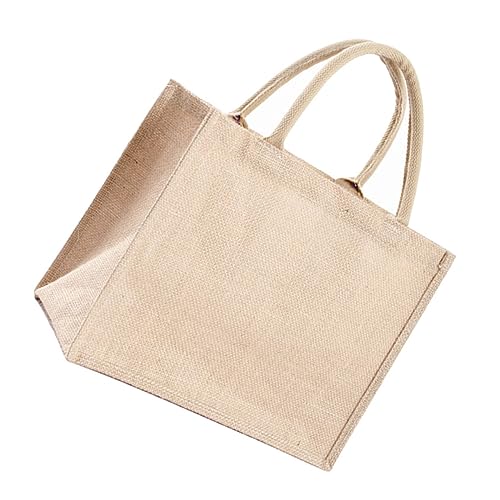 VERDANVERSE Wasserdichte Handtasche aus Grobem Jutestoff mit PE Beschichtung Wiederverwendbare Einkaufstasche Leicht und Tragbar für Damen und Herren Vielseitig als Aufbewahrungs Tragetasche von VERDANVERSE