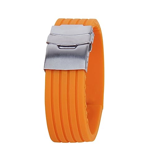 VERDANVERSE Wasserdichtes Silikon Uhrenarmband mit Verstellbarer Edelstahlschließe Langlebiges Sportarmband Orange Passend für Uhren mit Bandanstoss von VERDANVERSE