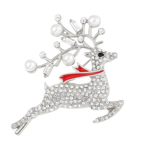 VERDANVERSE Weihnachtliche Brosche Silber Legierung Zirkonia Strass Anstecknadel Damen Corsage Festliche Schmuck Accessoire für Jacken Taschen und Hüte von VERDANVERSE
