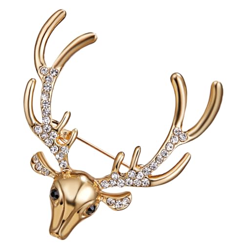 VERDANVERSE Weihnachtliche Hirschbrosche mit Strass Elch Geweih Anstecknadel für Anzug Pullover Kleid Herren Ansteckbrosche als festlicher Kleidungsschmuck von VERDANVERSE