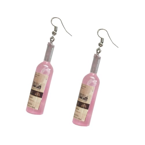 VERDANVERSE Weinflasche Ohrhänger Ohrringe im Kreativen Design Pinke Ohrschmuck für Partys Shopping und Besondere Anlässe und Auffällig für von VERDANVERSE