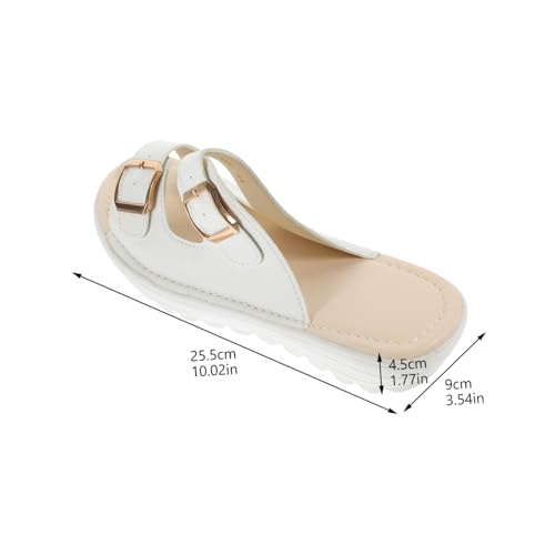 VERDANVERSE Weiße Damen Sandalen aus echtem Material Leichte Flache Sommerschlappen mit Keilabsatz Atmungsaktiv und Komfortabel für Strand Urlaub und Freizeit von VERDANVERSE