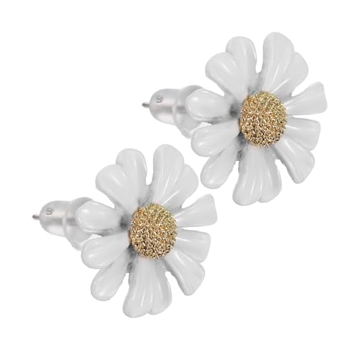VERDANVERSE Weiße Kleine Margeriten Ohrstecker Silber Blüten Ohrringe für Damen Langlebig Hautfreundlich für Alltag Party und Festliche Anlässe von VERDANVERSE