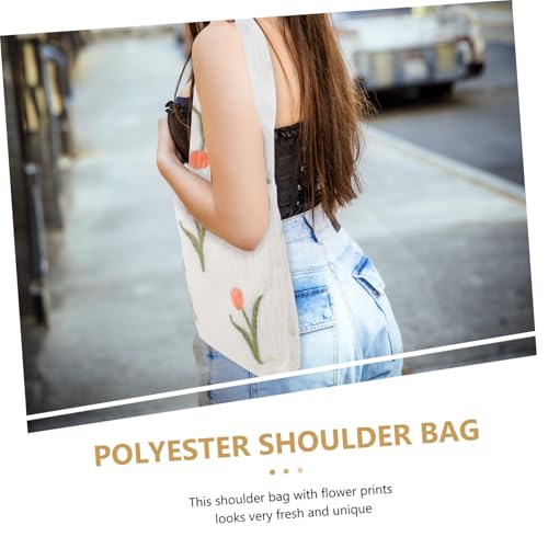 VERDANVERSE Weiße Schultertasche Damen mit Blumenmuster Leichte Underarm Bag aus Langlebigem Polyester Modische Umhängetasche und Praktische Tote Bag mit Fächern Vielseitig Kombinierbar für von VERDANVERSE