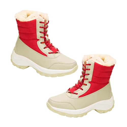 VERDANVERSE Winter Damen Schneestiefel mit Kunstfellfutter Rutschfeste Gummisohle Warm Gefütterte Mittelhohe Schnürboots für Kalte Tage und für Alltag und Outdoor Aktivitäten von VERDANVERSE
