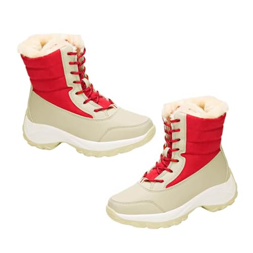 VERDANVERSE Winter Damen Schnürstiefel mit Kunstfellfutter Rutschfeste Gummisohle Mittelhoher Schaft Warm Gefüttert Schnee Boots für Kalte Tage für Outdoor und Alltag von VERDANVERSE