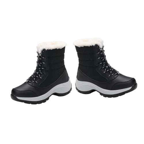 VERDANVERSE Winterstiefel Damen Gefüttert mit Fell Rutschfeste Gummisohle Schnürstiefel mit Hohem Schaft Warme Schneeschuhe für Kalte Tage Modisch und für Alltag und Outdoor von VERDANVERSE
