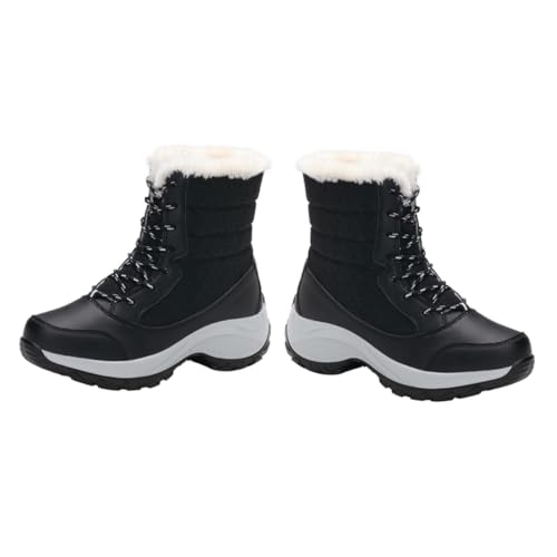 VERDANVERSE Winterstiefel Damen Gefüttert mit Kunstfell Rutschfeste Schnürboots Warm und für Alltag und Outdoor Mittelhohe Boots für Kalte Tage von VERDANVERSE
