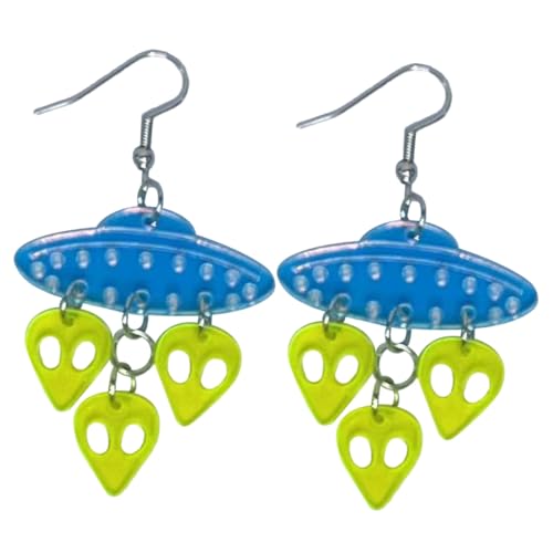 VERDANVERSE Witzige Damen Ohrhänger Ufo Raumschiff Design Leichte Bequeme Dangle Ohrringe Kreative Weltraum Schmuck Passende Accessoires für Vielseitige Looks von VERDANVERSE
