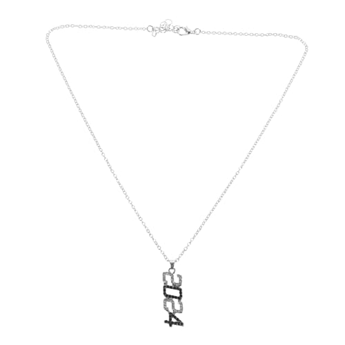 VERDANVERSE Year Damen Halskette mit Funkelndem Strass Anhänger Kreatives Design Robuste Zinklegierung Silberfarbene Kette Eleganter Schmuck für Party und Business Modisch für Frauen und von VERDANVERSE