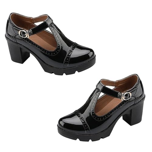 VERDANVERSE wasserdichte Damen High Heels mit Rundem Zeh Komfortable Plateau Absatzschuhe für Arbeit Party und Formelle Anlässe Modische Stilvolle Pumps in Schwarz von VERDANVERSE