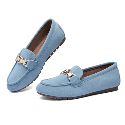 VERDASCO Damen Loafers Comfort Slip-Ons Flache Arbeitsschuhe Casual Mokassins Penny Loafers Lady Dress Schuhe, Hellblau. Stoff, 41 EU VERDASCO Damen Loafers Comfort Slip-Ons Flache Arbeitsschuhe Casual Mokassins Penny Loafers Lady Dress Schuhe, Hellblau. Stoff, 41 EU von VERDASCO