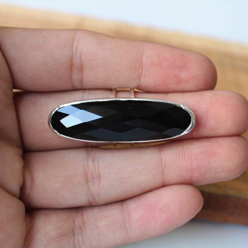 Einzigartiger Boho Ring Aus Schwarzem Onyx Sterlingsilber von VERDIGRISJEWELLERY