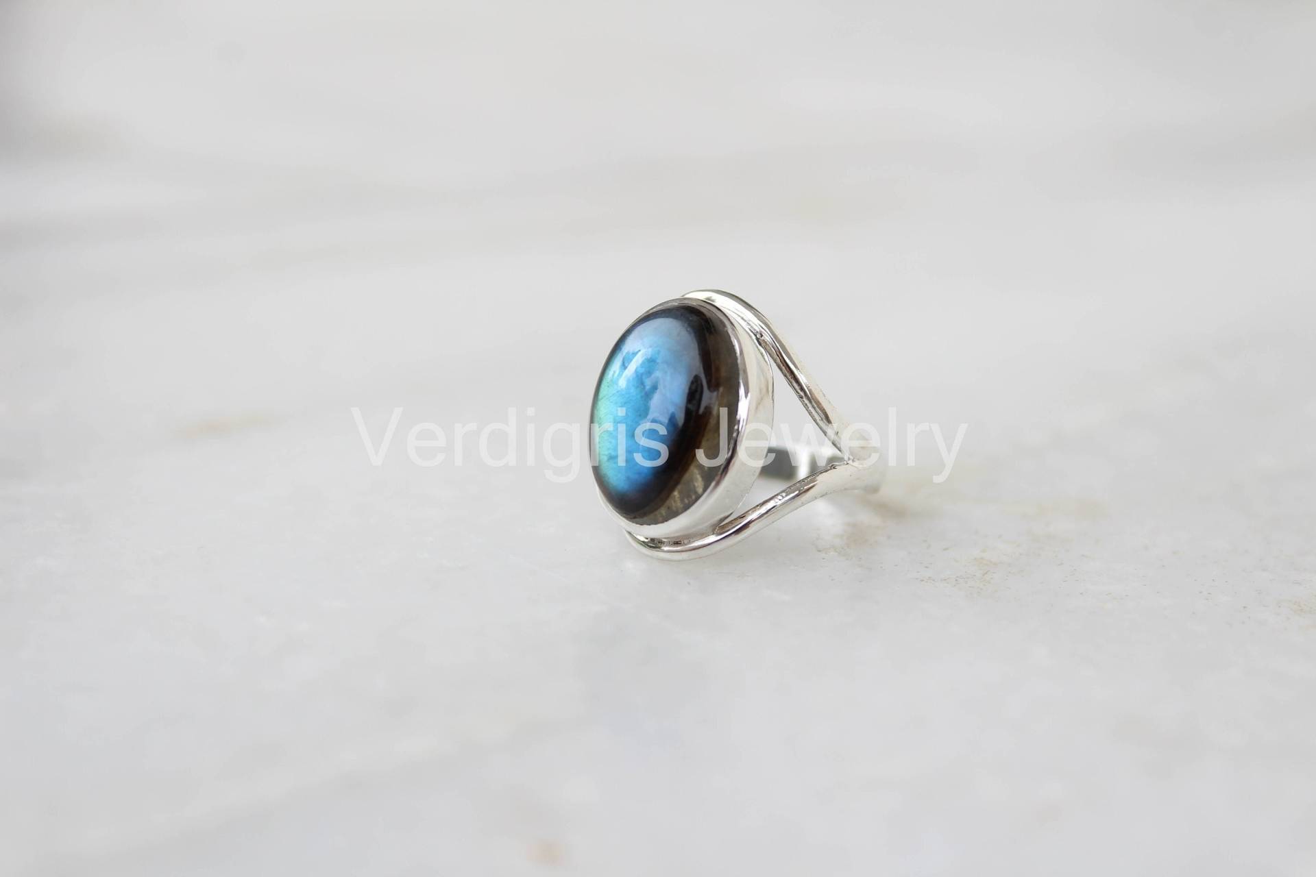 Labradorit Sterling Silber Ring, Handgemacht, Geburtsstein Weihnachtsgeschenk, Edelstein Schmuck, Silberschmuck, Ringe Für Frauen, Minimalist von VERDIGRISJEWELLERY