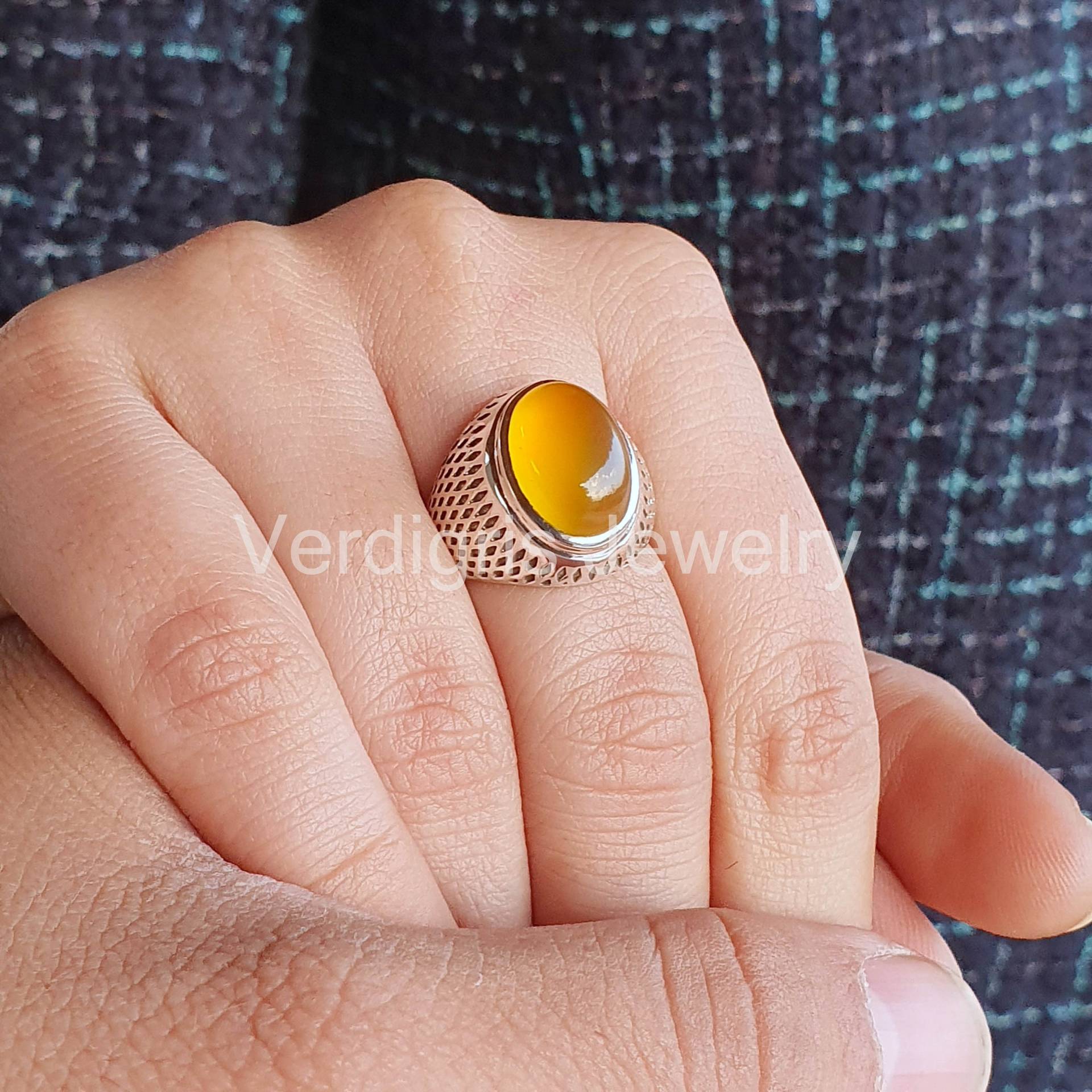 Mango Chalcedon Sterling Silber Ring, Edelstein Schmuck, Ring Für Frauen, Geburtsstein Weihnachtsgeschenk, Handmade, August Birthstone von VERDIGRISJEWELLERY