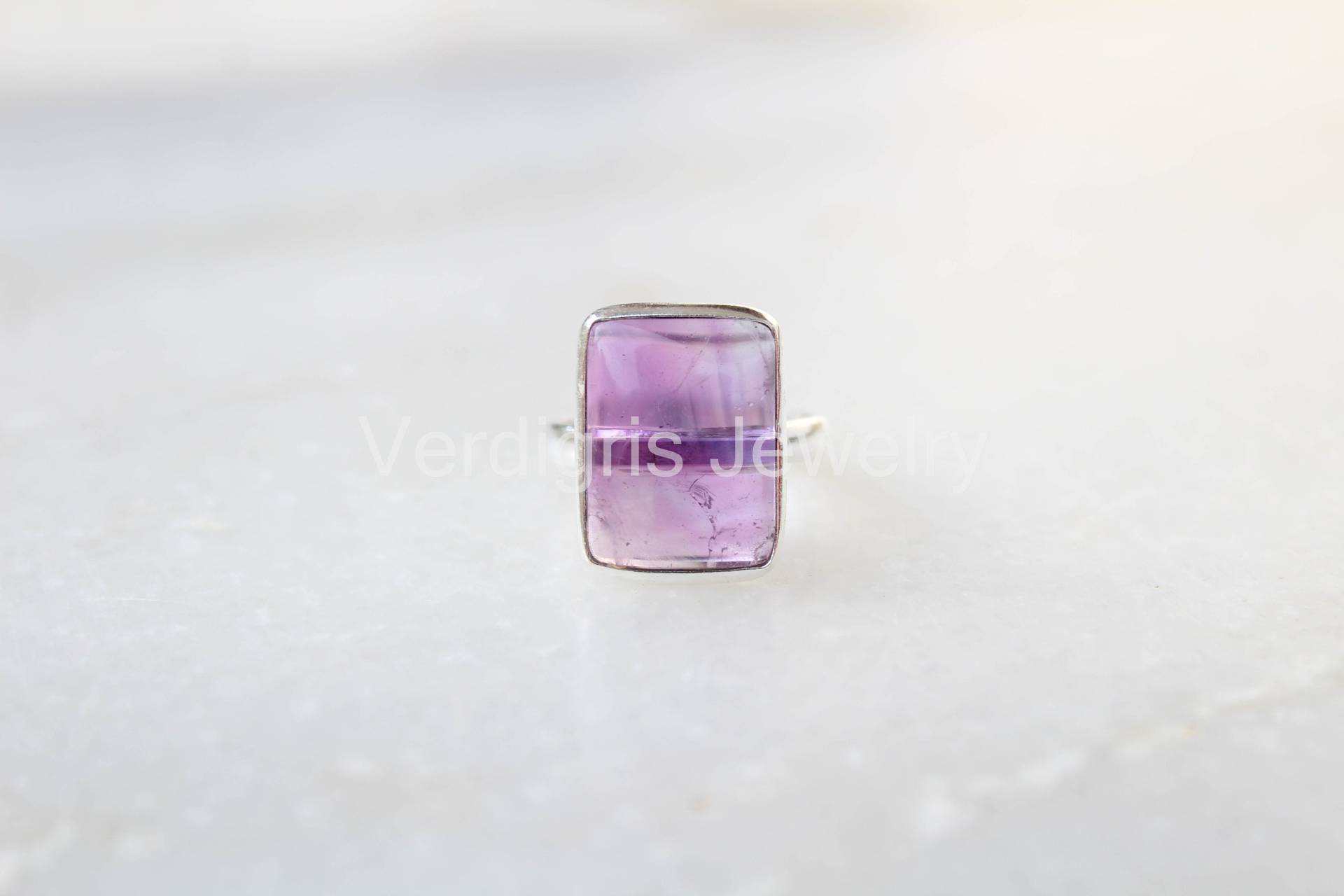 Natürlicher Amethyst Ring, Sterling Silber Statement Schmuck, Handgemacht, Edelstein Geschenk Für Sie, Geburtsstein Schmuck von VERDIGRISJEWELLERY