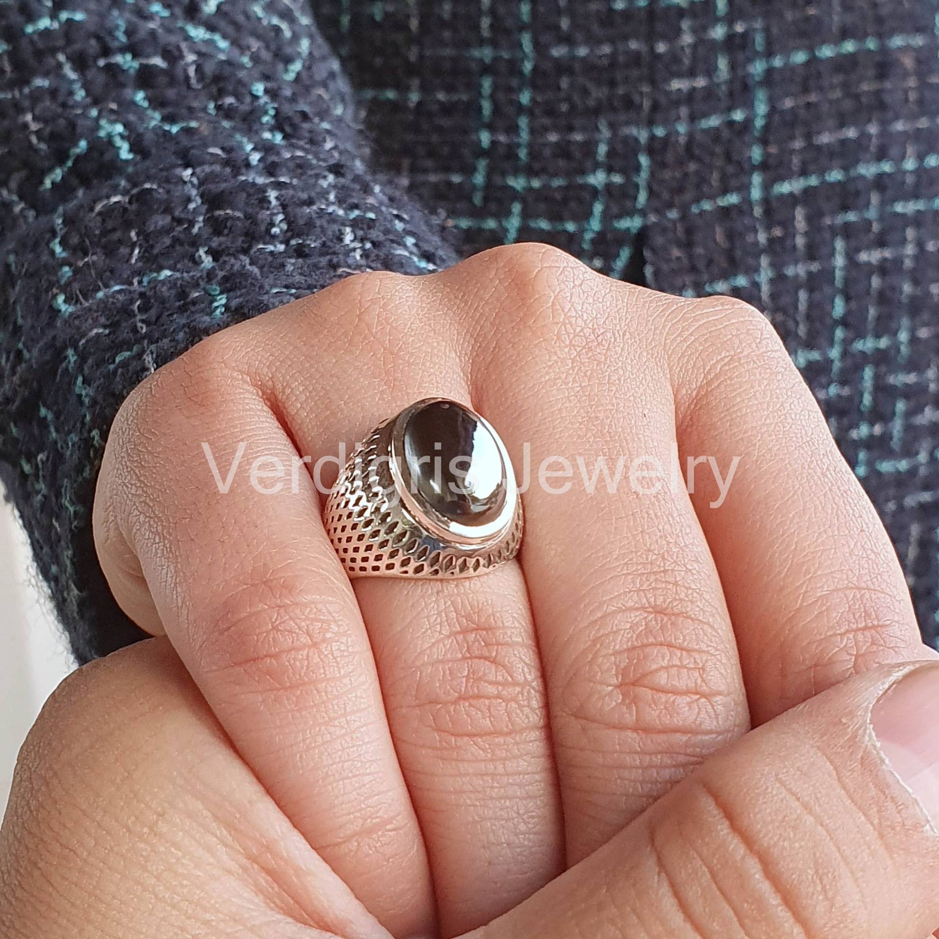 Natürlicher Hämatit Sterling Silber Ring, Handgemacht, Edelstein Schmuck, Wassermann Geburtsstein, Weihnachtsgeschenk, Geburtsstein Ring von VERDIGRISJEWELLERY