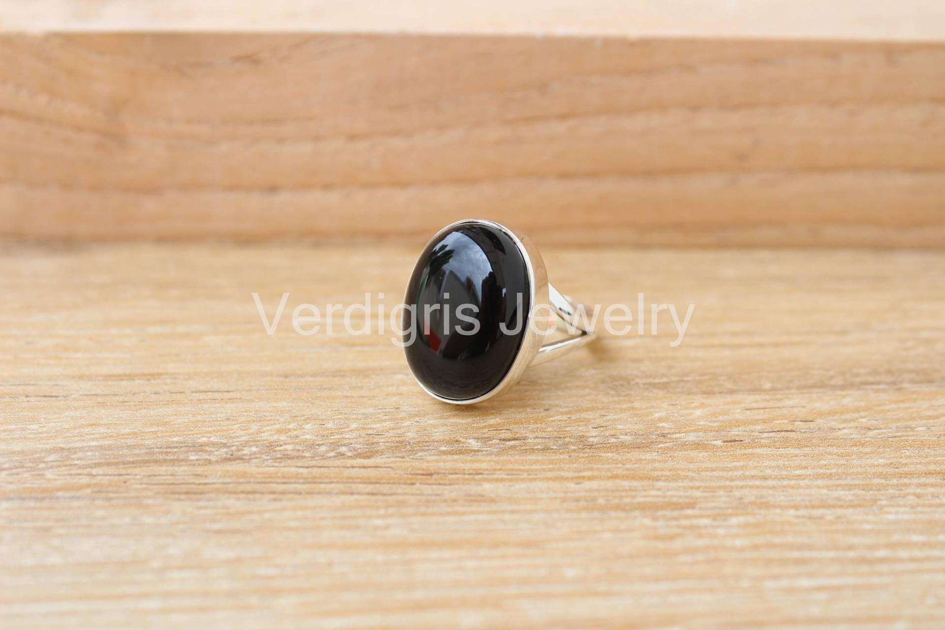 Natürlicher Schwarzer Onyx Edelstein Sterling Silber Ring, Handgemacht, Schmuck, Dezember Birthstone Ringe von VERDIGRISJEWELLERY