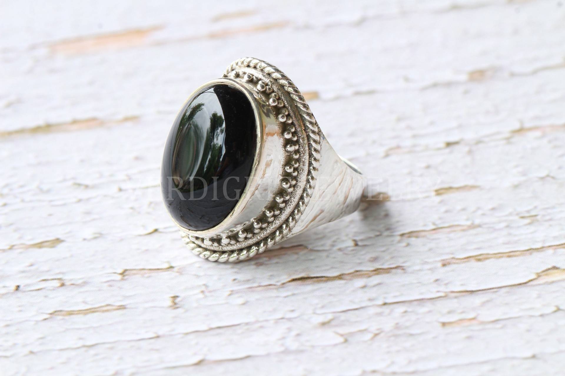 Natürlicher Schwarzer Onyx Ring, Sterling Silber Schmuck, Weihnachtsgeschenk, Edelsteinschmuck, Silberschmuck, Dezember Geburtsstein von VERDIGRISJEWELLERY