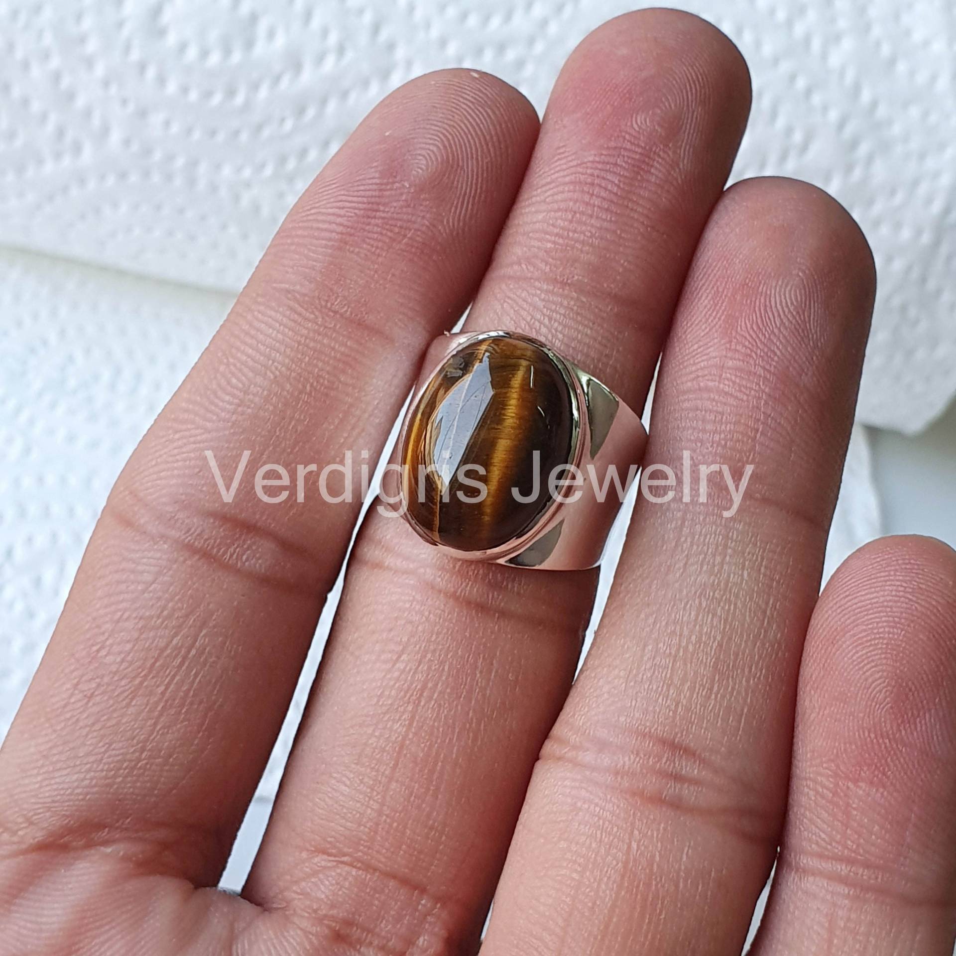 Tigerauge Sterling Silber Ring, Handgemacht, Weihnachtsgeschenk, Geburtsstein Ringe Für Frauen, Edelstein Schmuck, Minimalist von VERDIGRISJEWELLERY