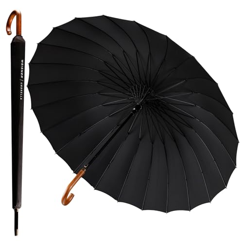 WEISNER CAPITOL Stockschirm Automatik – Regenschirm für 2 Personen – Ø120 cm, 24 FlexiGlass-Streben, Holzgriff, Teflonbeschichtet, Windschutzsystem, mit elegantem Etui (24-Streben/CAPITOL PRO) von Verdone