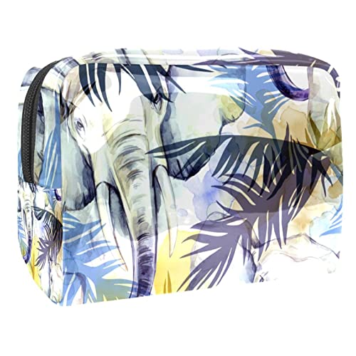 Aquarell Elefant Waldblätter Toiletry Travel Organizer Kosmetiktasche für Frauen von VERED