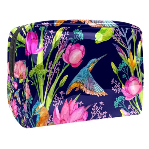 Blumen Vogel Kosmetiktasche Portable Kosmetiktaschen für Frauen Mädchen von VERED