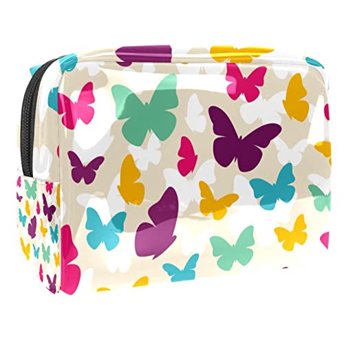 Bunte Schmetterlinge Muster Toiletry Travel Organizer Kosmetiktasche für Frauen von VERED