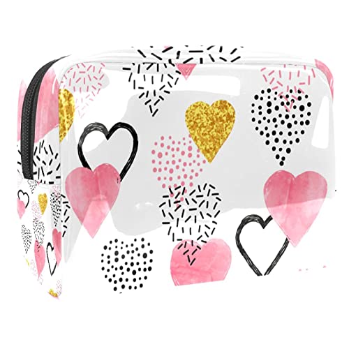 Bunte niedliche Liebesherzen Muster Toiletry Travel Organizer Kosmetiktasche für Frauen von VERED