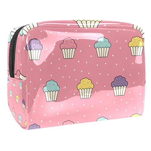 Cupcakes Muster Rosa Hintergrund Reisetaschen für Toilettenartikel Kosmetiktasche für Frauen Mädchen von VERED