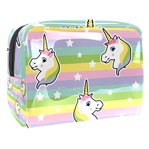 Einhorn-Muster Sterne Regenbogen-Streifen Reisetaschen für Toilettenartikel Kosmetiktasche für Frauen Mädchen von VERED