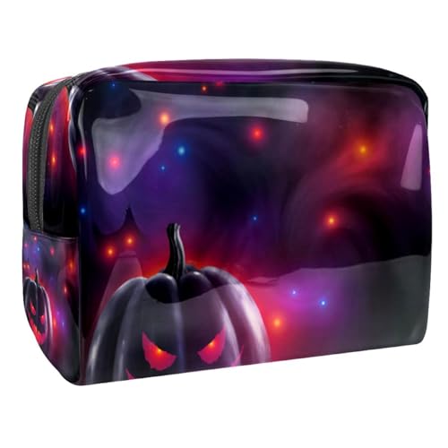 Fröhliche Halloween-Landschaft Kosmetiktasche Portable Kosmetiktaschen für Frauen Mädchen von VERED