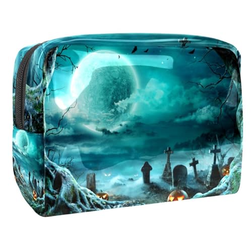 Fröhliche Halloween-Landschaft Kosmetiktasche Reisekosmetiktasche Schminktasche für Damen von VERED