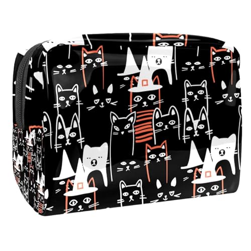 Halloween Feiertag Katze Handgehaltene Kosmetiktasche Kosmetiktasche für Frauen Mädchen von VERED