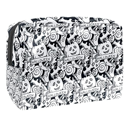 Halloween Kürbisse Muster Kosmetiktasche Portable Kosmetiktaschen für Frauen Mädchen von VERED