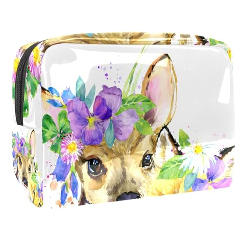 Niedliche Blumentiere Hirsch Fuchs Kosmetiktasche Reise Kosmetiktasche Make Up Tasche für Damen von VERED