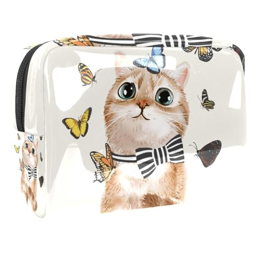 Niedliche Katze und Schmetterling Schminkpinsel Beauty Bag Organizer Kosmetiktasche von VERED